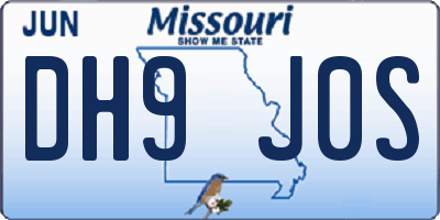 MO license plate DH9J0S