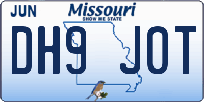 MO license plate DH9J0T