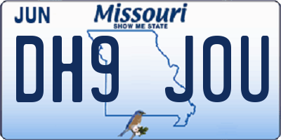 MO license plate DH9J0U