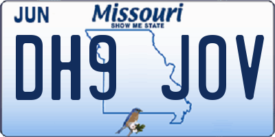 MO license plate DH9J0V