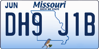 MO license plate DH9J1B
