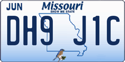 MO license plate DH9J1C