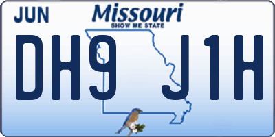 MO license plate DH9J1H