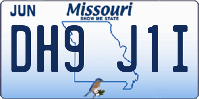 MO license plate DH9J1I