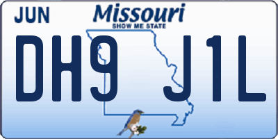 MO license plate DH9J1L