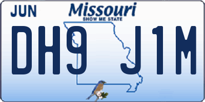 MO license plate DH9J1M