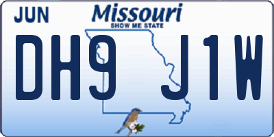 MO license plate DH9J1W