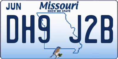 MO license plate DH9J2B
