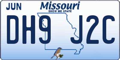 MO license plate DH9J2C