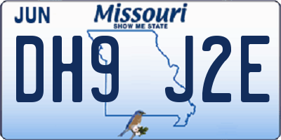 MO license plate DH9J2E