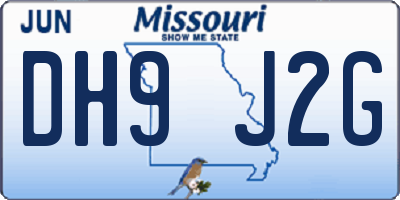 MO license plate DH9J2G