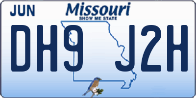 MO license plate DH9J2H