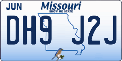 MO license plate DH9J2J