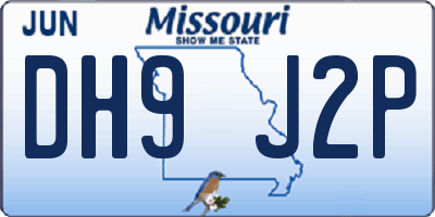 MO license plate DH9J2P