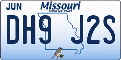 MO license plate DH9J2S