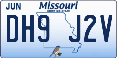 MO license plate DH9J2V