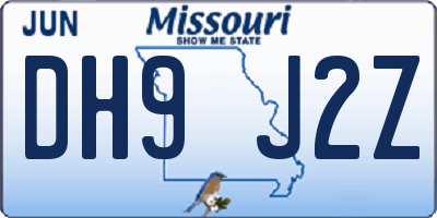 MO license plate DH9J2Z