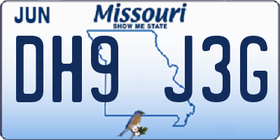 MO license plate DH9J3G