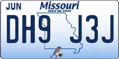 MO license plate DH9J3J