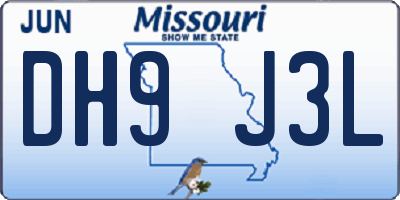 MO license plate DH9J3L