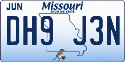 MO license plate DH9J3N