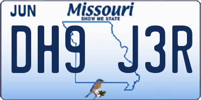 MO license plate DH9J3R