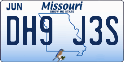 MO license plate DH9J3S