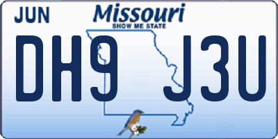 MO license plate DH9J3U