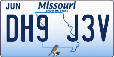 MO license plate DH9J3V