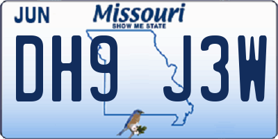 MO license plate DH9J3W