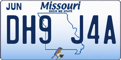 MO license plate DH9J4A