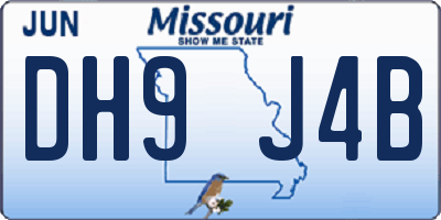 MO license plate DH9J4B