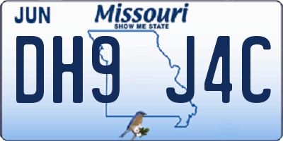MO license plate DH9J4C