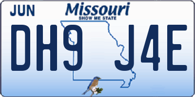 MO license plate DH9J4E