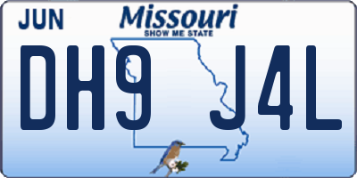 MO license plate DH9J4L