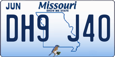 MO license plate DH9J4O