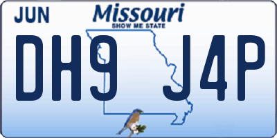 MO license plate DH9J4P