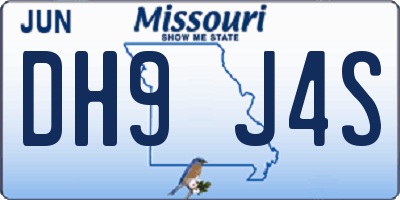 MO license plate DH9J4S