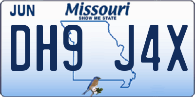 MO license plate DH9J4X