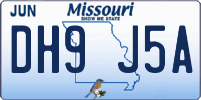 MO license plate DH9J5A