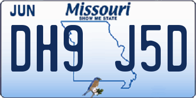 MO license plate DH9J5D