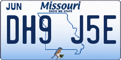 MO license plate DH9J5E