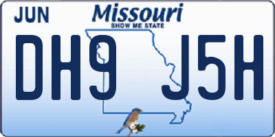 MO license plate DH9J5H