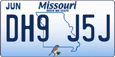 MO license plate DH9J5J