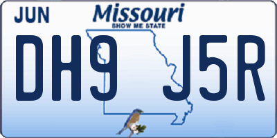 MO license plate DH9J5R