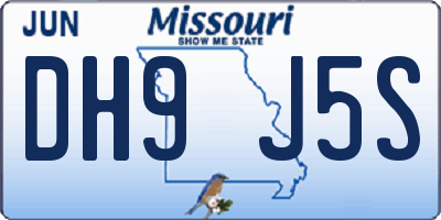 MO license plate DH9J5S