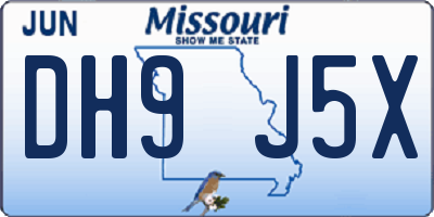 MO license plate DH9J5X