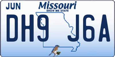 MO license plate DH9J6A