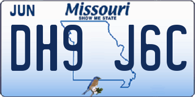 MO license plate DH9J6C