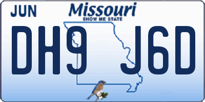 MO license plate DH9J6D